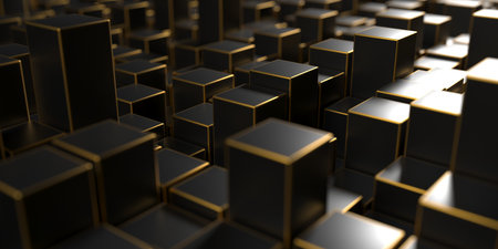 Dark cubes abstract background. minimalist design. 3d renderingの写真素材