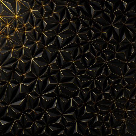 Luxury triangles polygon abstract black metal background. 3d renderingの写真素材