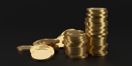 golden abstract coins. cash money. 3d rendering