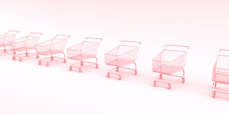 Supermarket trolley abstract background for online shopping concept. 3d rendering