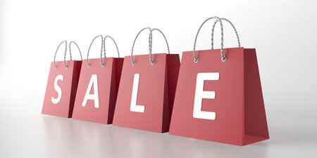 Shopping bags with SALE text concept. 3d renderingの写真素材