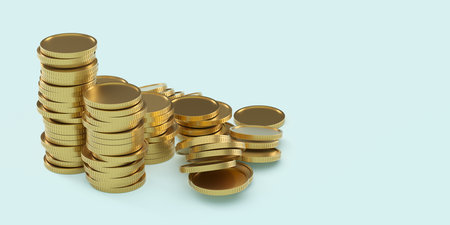 golden abstract coins. cash money. 3d renderingの写真素材