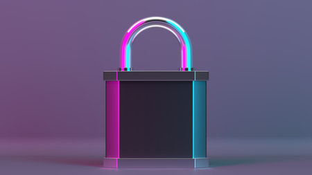 Locked padlock background. Confidentiality and security concept. 3d rendering