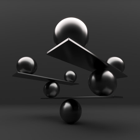 Equilibrium balance. geometric concept. Minimal modern background. 3d renderingの写真素材