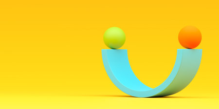Equilibrium balance. geometric concept. Minimal modern background. 3d rendering