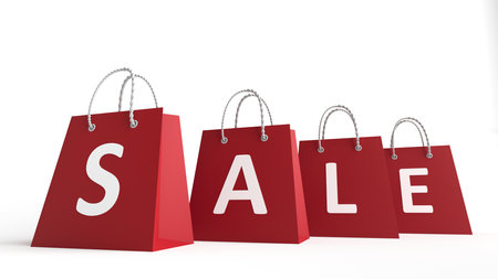 Shopping bags with SALE text concept. 3d renderingの写真素材