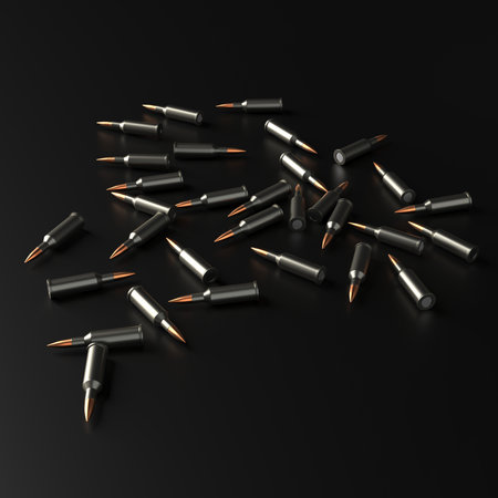Rifle bullet ammunition background. military technology banner. 3d renderingの写真素材
