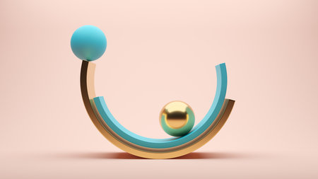 Equilibrium balance. geometric concept. Minimal modern background. 3d renderingの写真素材