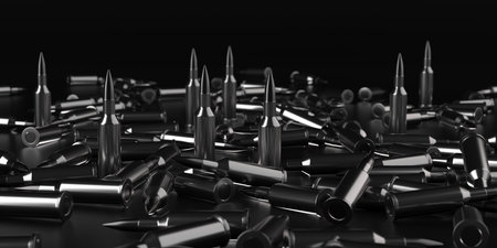 Rifle bullet ammunition background. military technology banner. 3d renderingの写真素材