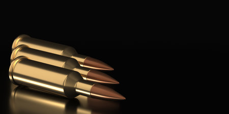 Gun rifle bullets or ammo. 3d renderingの写真素材