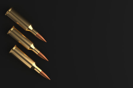 Gun rifle bullets or ammo. 3d renderingの写真素材