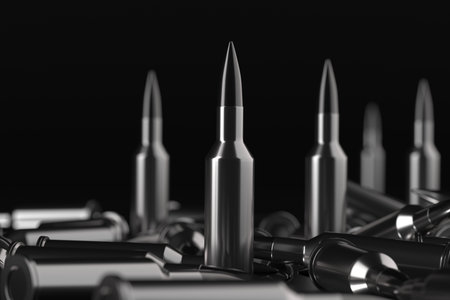 Rifle bullet ammunition background. military technology banner. 3d renderingの写真素材