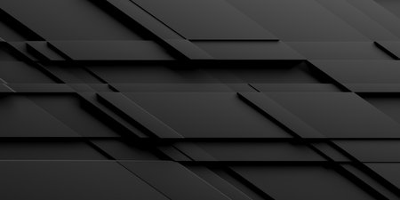 Black polygonal geometric background. Luxury dark banner. 3d renderingの写真素材