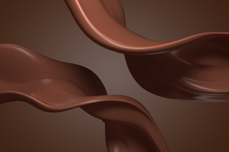 chocolate background. Melted choco mass. Cocoa coffee milk flow. 3d renderingの写真素材
