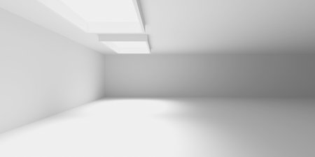 White Abstract Modern Architecture Interior Background. 3d rendering illustrationの写真素材