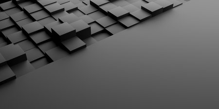 Black polygonal geometric background. Luxury dark banner. 3d renderingの写真素材