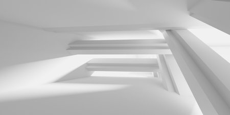 Minimalist room space. White clean empty architecture interior. 3d renderingの写真素材