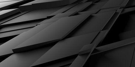 Black polygonal geometric background. Luxury dark banner. 3d renderingの写真素材