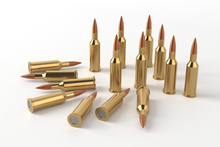 Rifle bullet ammunition background. military technology banner. 3d renderingの写真素材