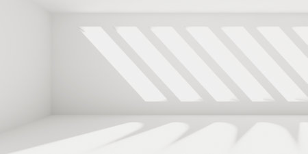 Minimalist room space. White clean empty architecture interior. 3d renderingの写真素材