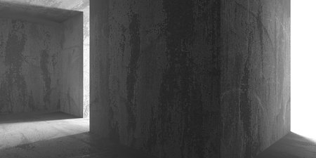 Modern Concrete Material Empty Room. Contemporary Architecture Background. 3d renderingの写真素材
