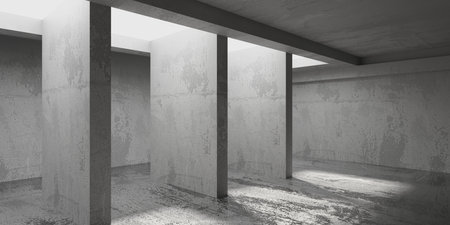 Abstract interior design concrete room. architectural background. 3d renderingの写真素材