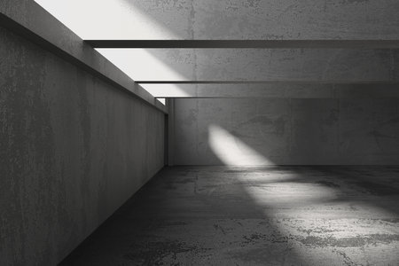Abstract interior design concrete room. architectural background. 3d renderingの写真素材