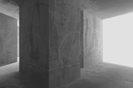 Abstract interior design concrete room. architectural background. 3d renderingの写真素材