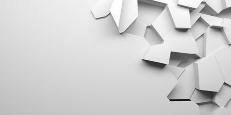 Abstract white geometric background. poster texture. Simple clean design. 3d renderingの写真素材
