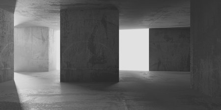 Abstract empty modern interior. concrete walls. architectural background. 3d renderingの写真素材