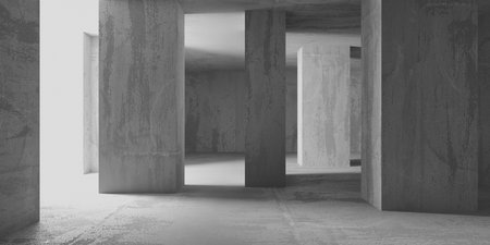 Abstract empty modern interior. concrete walls. architectural background. 3d renderingの写真素材