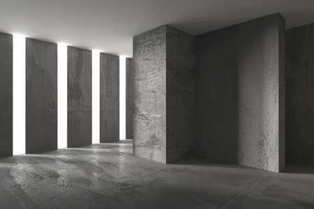 Abstract empty modern interior. concrete walls. architectural background. 3d renderingの写真素材