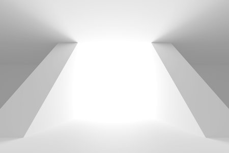 Minimalist room space. White clean empty architecture interior. 3d renderingの写真素材