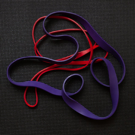 Colorful latex rubber bands for fitness. healthy lifestyle. home fitness equipmentの写真素材