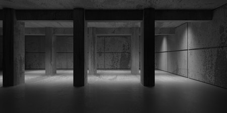 Abstract empty modern interior. concrete walls. architectural background. 3d renderingの写真素材