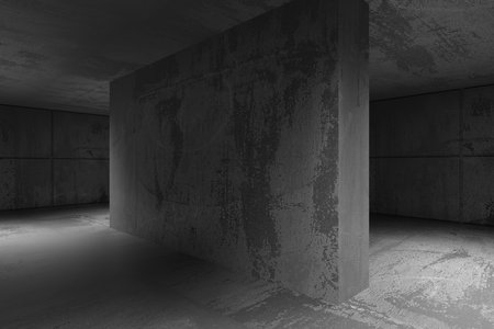 Abstract empty modern interior. concrete walls. architectural background. 3d renderingの写真素材