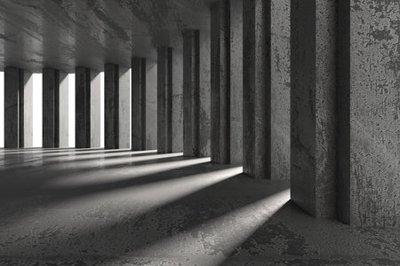 Abstract empty modern interior. concrete walls. architectural background. 3d renderingの写真素材