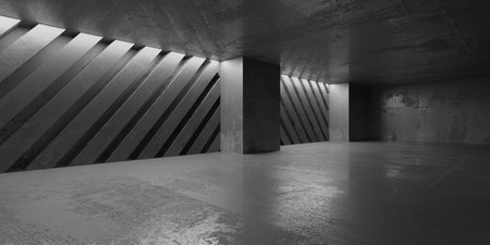 Abstract empty modern interior. concrete walls. architectural background. 3d renderingの写真素材