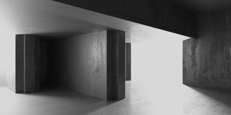 Abstract empty modern interior. concrete walls. architectural background. 3d renderingの写真素材