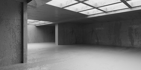 Abstract empty modern interior. concrete walls. architectural background. 3d renderingの写真素材