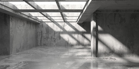 Abstract empty modern interior. concrete walls. architectural background. 3d renderingの写真素材
