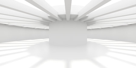 Minimalist room space. White clean empty architecture interior. 3d renderingの写真素材