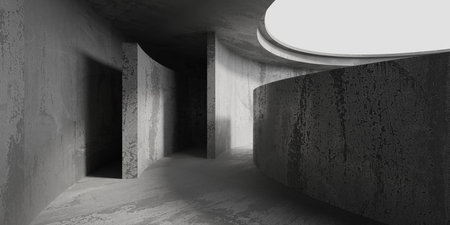 Abstract empty modern interior. concrete walls. architectural background. 3d renderingの写真素材