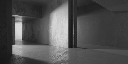 Abstract interior design concrete room. architectural background. 3d renderingの写真素材