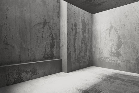 Abstract empty modern interior. concrete walls. architectural background. 3d renderingの写真素材
