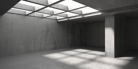 Abstract empty modern interior. concrete walls. architectural background. 3d renderingの写真素材