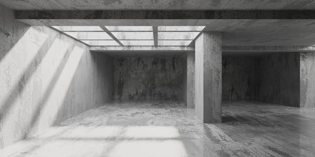 Abstract interior design concrete room. architectural background. 3d renderingの写真素材