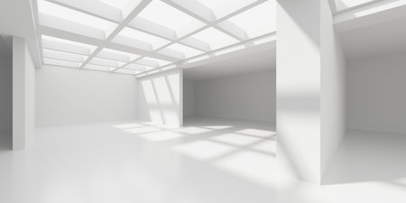 empty room. Abstract Futuristic Interior. 3d rendering illustrationの写真素材