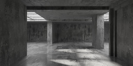 Abstract empty modern interior. concrete walls. architectural background. 3d renderingの写真素材