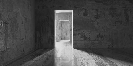 Abstract empty modern interior. concrete walls. architectural background. 3d renderingの写真素材